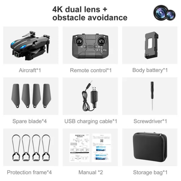 Mini 4K Professionell Dual Camera WIFI Fpv RC Drönare 3D Stunt Roll Smart Hinder Undvikande Gest Foto Video RC Quadcopter Toy Dual Camera 1B1