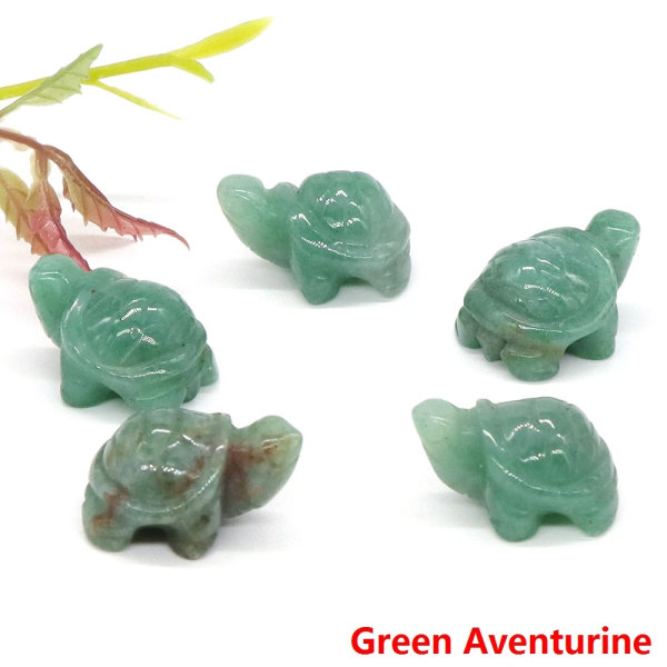 1" Mini Turtle Sköldpadda Naturstenar Helande Kristaller snidade djurfigurer Hantverk DIY-smycken Heminredning Prydnadsföremål Partihandel Green Aventurine 20pcs