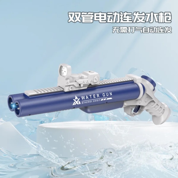 300 ml elektrisk vattenpistol automatisk uppladdningsbar dubbelpipig kontinuerlig eldvattenpistol med startljus Barnleksakspresent 1