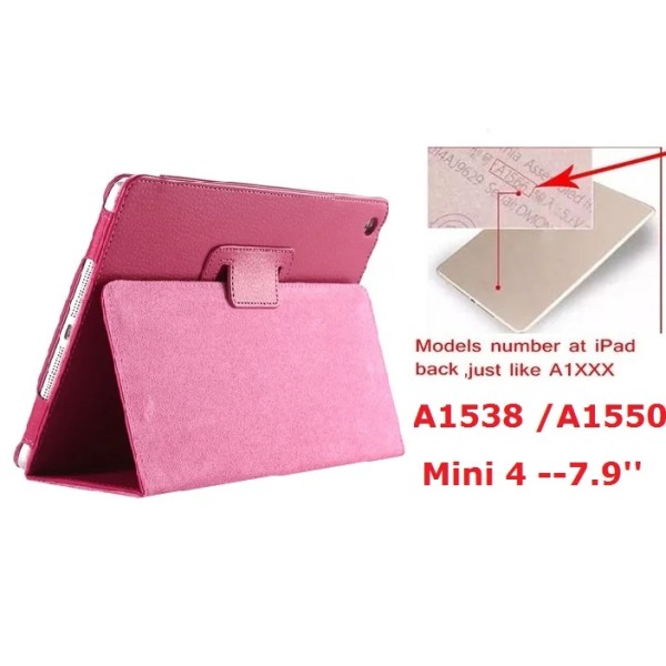 7,9'' Folio Stand Coque för iPad mini 4 Case A1538 A1550 Magnetic Smart Flip PU Läder Funda för iPad mini 4Cover Kickstand mini4 7.9in A1538 Rose