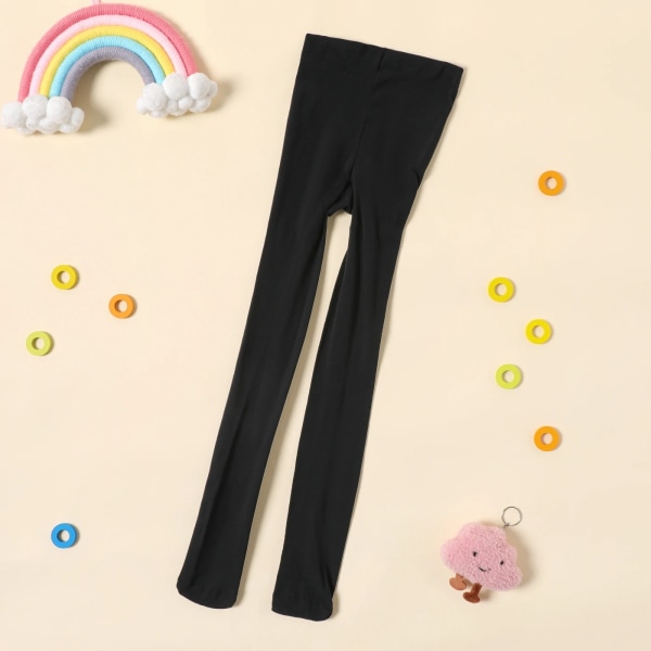 Kid Girl Enfärgade Footie Dance Leggings Black 4-5Years