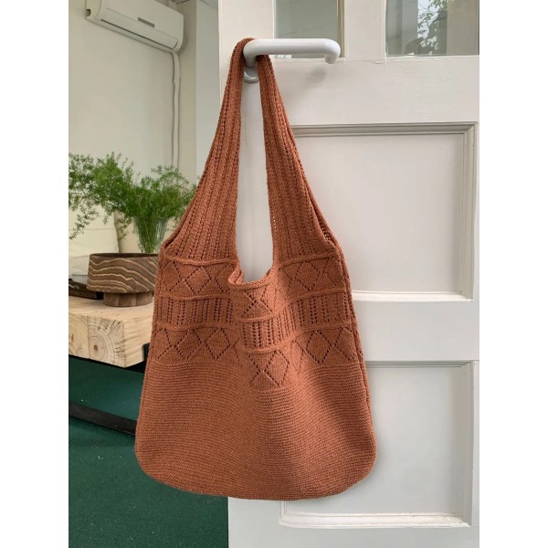 Casual Hollow Woven Dam Shopping Bag Designer Stickning Handväskor Stor kapacitet Tote Summer Beach Bag Shopper Sac 8