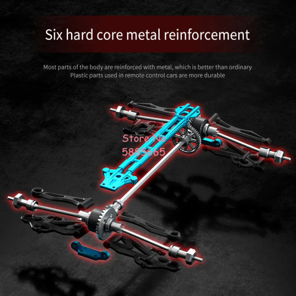 Professionell mästerskap 4WD Racing Elektrisk RC-bil modell 1:16 70 km 150M borstlös Highlight Light Metal differential RC-lastbil Red Color Box 1B