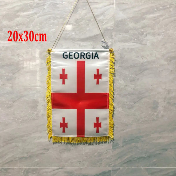 zwjflagshow Georgia Flag 10x15cm Georgia Flag dubbelsidigt printed polyester Mini National Flag Heminredning Hängvimpel 20x30cm 10 PCS