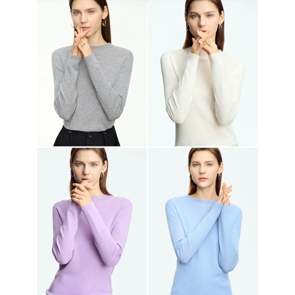 Minimalism Damkläder 2023 Solid Commuter Höst Ny Mock Neck Slim Wool Långärmad Mode Pullover Toppar 12343243 light blue XXL