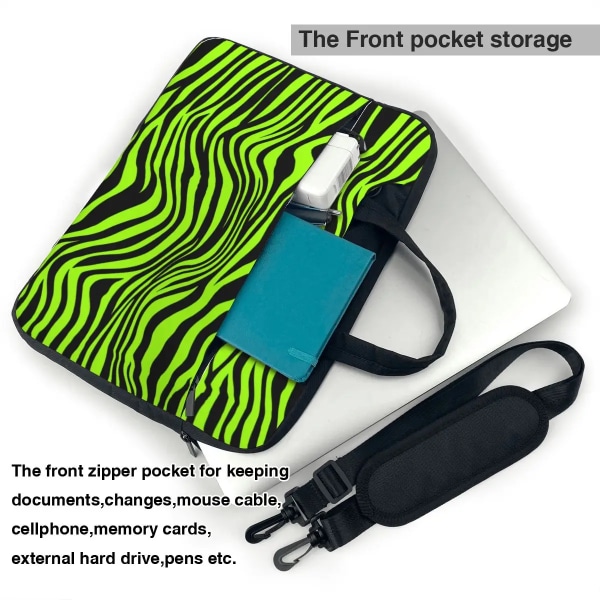 Green Tiger Print Laptopväska Roligt djur för Macbook Air Pro HP Huawei Case Business Vattentät 13 14 15 15,6 påse 2 13"