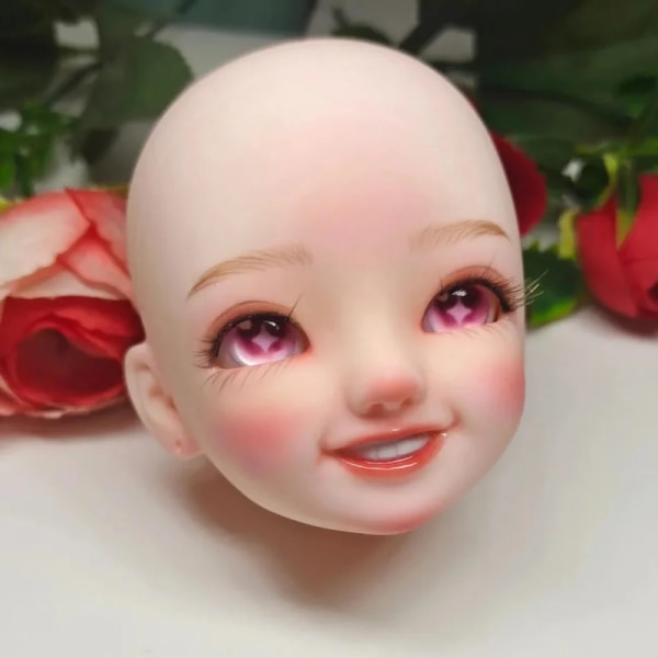 Nytt 1/6 Bjd Fairy Mermaid Head med sminkhuvud 28cm Baby Doll Accessoarer Elf Doll Head Girls Dress Up Toys Happy B