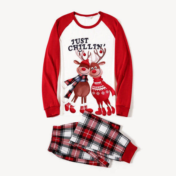 Julfamiljsmatchande pyjamasset med långärmad print (flambeständig) Red WomenM