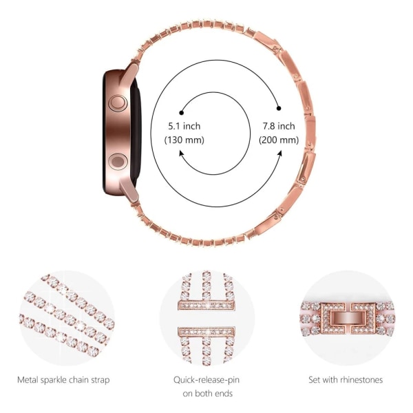 20mm 22mm metall diamantrem för Samsung Galaxy watch Active 2 Huawei watch GT/GT2 Dam Smart Watch Armband för Amazfit GTR Rose gold Amazfit GTR 47mm