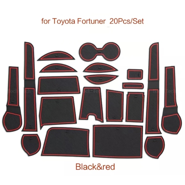 Dörrspårdyna Gummi Dammtät mattkopp Anti-slip Gate Slot Bildekal för Toyota Fortuner SW4 SR5 AN150 AN160 2016-2020 Red