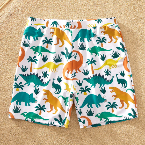 Animal Dinosaur Print Family Matchande baddräkter Multi-color Men XL