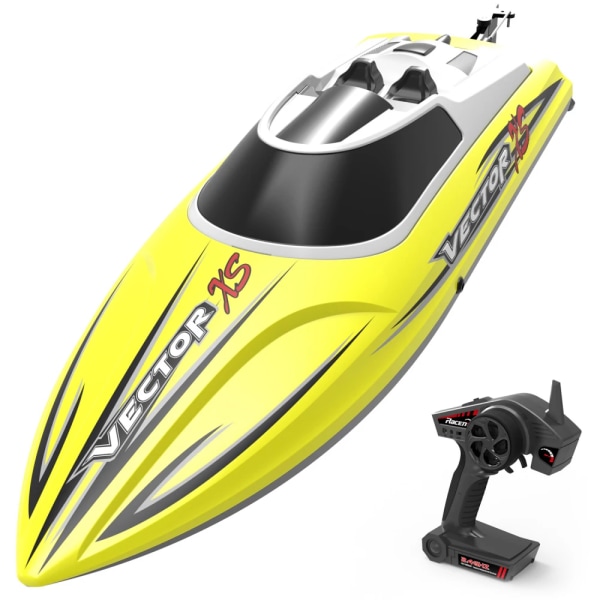 40KM/H High Speed ​​Racing RC Speedboat Båt Bakåt Kantring Återställ Anti-kollisionsflygkropp Tvåvägsnavigering Smart RC Båtmodell Yellow 3 Battery