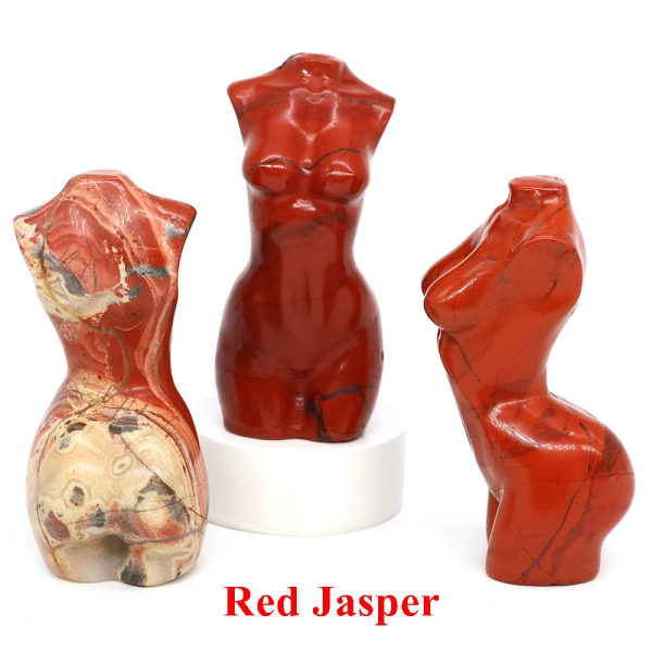 3 "naturstenar snidade kvinnor byst modell staty Healing Crystal Reiki ädelsten Sexig flicka Kroppshantverk statyett hemprydnad Red Jasper 1pcs