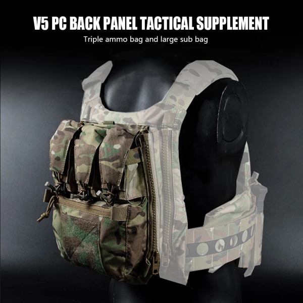 V5 PC Tactical Väst Lättvikt med Triple Magazine Poch Militärgördel PC Vattenväska Bakpanel Jaktväst Tillbehör VE-75(ACC05) WG