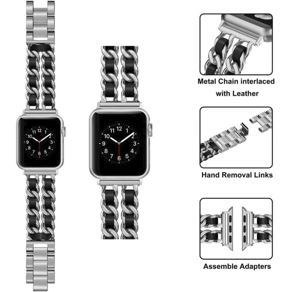 Metallrem+ case För Apple Watch 8 7 45mm 41mm Armbandsbyte i rostfritt stål För iwatch 6 5 3 SE 44mm 42mm 40mm Black black For 40mm