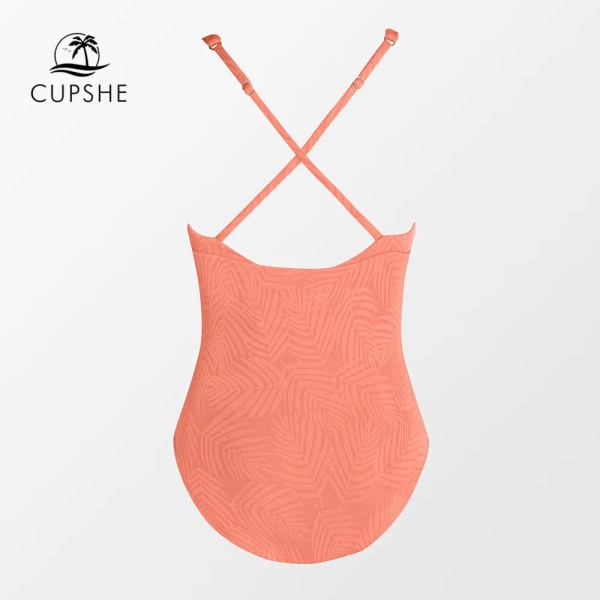 Textur V-ringad baddräkt i ett stycke för kvinnor Orange Sexig Shirring Monokini Badkläder 2023 Ny baddräkt Strandkläder DAA12E3A003JJ S