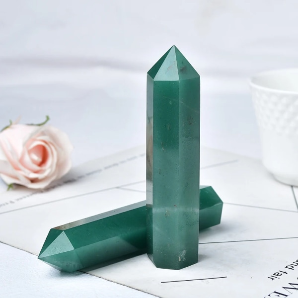 Naturlig Crystal Point Grön Aventurinstorn Stor storlek Kvarts Obelisk Mineral Reiki Healing Stone Wand Ornament Heminredning Green Aventurine 110-130mm