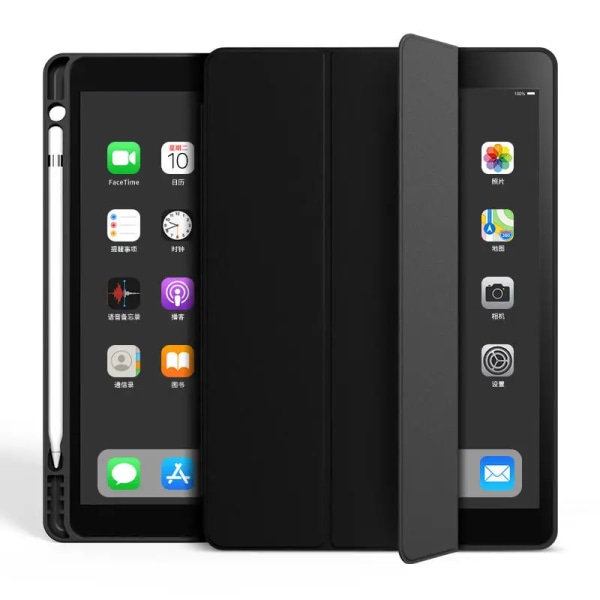 Med case iPad 9:e generationens case 2021/iPad 8:e generationens case 2020 10,2 tums iPad 7:e generationens fodral 2019 för automatisk cover /sömn Black iPad 7th 10.2