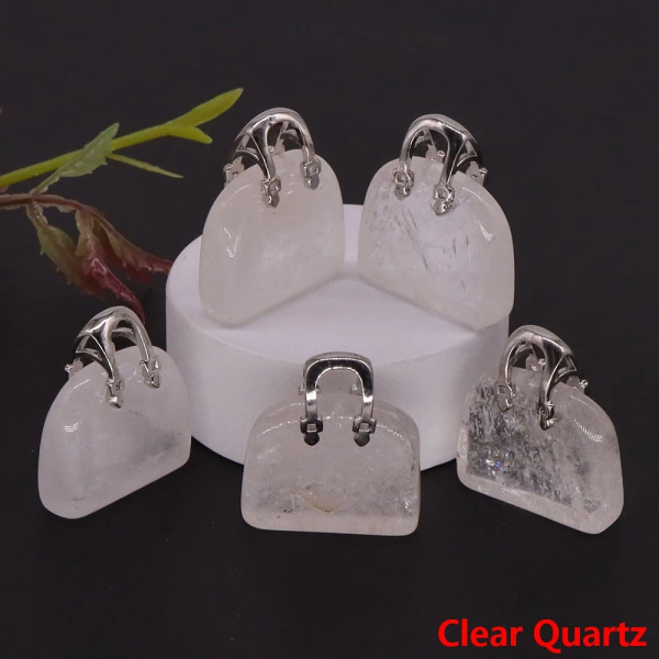 1" Mini Damväska Naturstenar Kristallläkning Reiki Kvarts Ädelsten För Smycken Hänge Hantverk Heminredning Gåva Partihandel Clear Quartz 20pcs