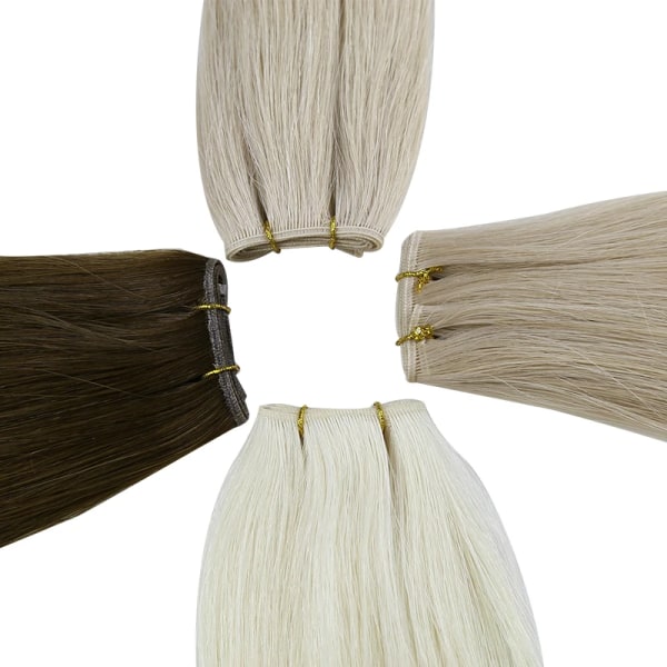 Virgin Hair Rakt Europeiskt Genius Weft Människohår Buntar En donator Dubbeldragen Naturlig Färg Människohår 50G Kvinnohår 18 22inches