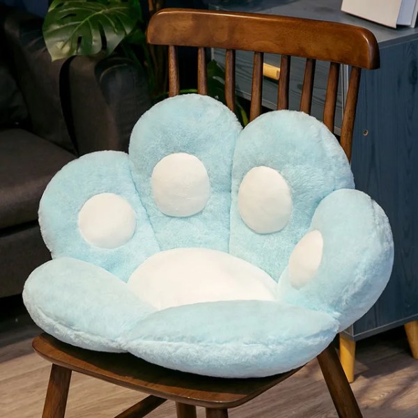 2 storlekar INS Bear&Cat Paw Kudde Djursittdyna Fylld plysch soffa Inomhus Golv Hemmastol Dekor Vinter Barn Flickor Present Blue 60x70cm