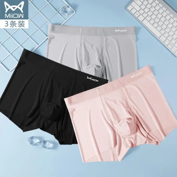 3st 120S Ice Silk Seamless Underkläder Män Tunna Sommar Boxer No Trace Sexiga Herrtrosor Grafen Boxershorts Kalsonger 5 L