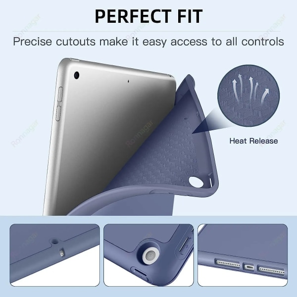 Funda case för nya iPad Pro 11 case (4:e/3:e/2:a) med pennhållare för iPad Air5 4 10.9 7:e 8:e 9:e 10,2 iPad Mini 6 case Dark Blue Ipad pro 11 2022
