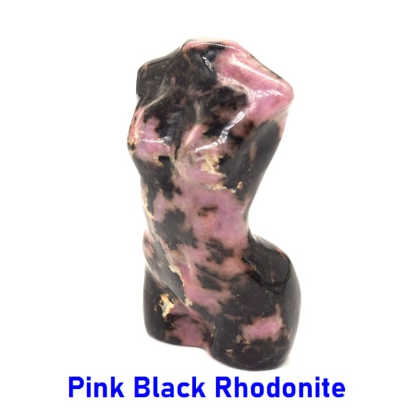 2" Kvinnomodell Byst Naturstenar Staty Healing Kristall Sexig Flicka Kropp Naken Konstfigur Handsniden Rumsdekor Presentprydnad Black Rhodonite