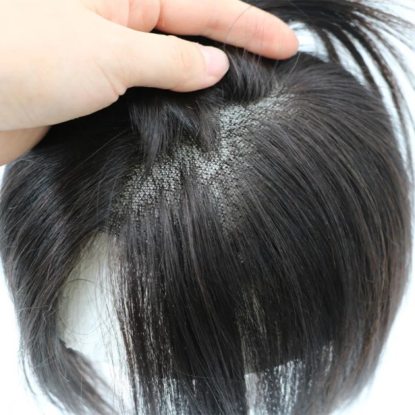 Clips Topper för kvinnor Andas mänskliga hårstycken Handvävda schweiziska nät Lady Natural Toppers 13x14cm rakt/lockigt hår Peruker 1B 25CM