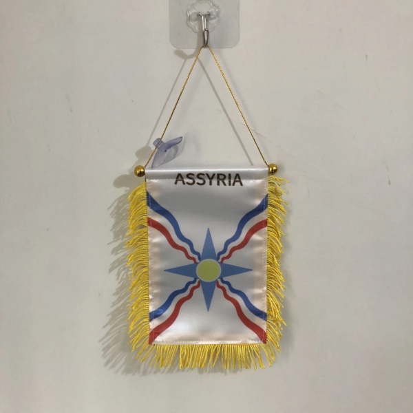 partihandel Assyrien flagga Assyriska imperiet mini hängande flaggor högkvalitativ polyester dubbelsidig printed heminredningsbanner 10x15cm 10 PCS