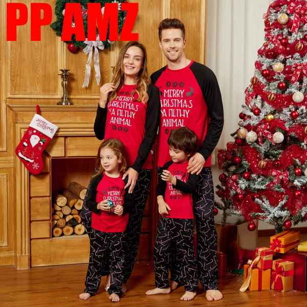 Julbrev Print Familj Matchande Pyjamas Set Red Kids6-7Years