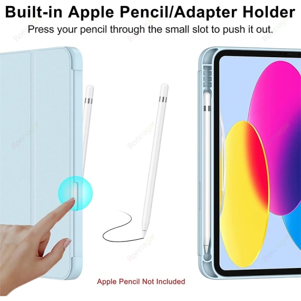 För iPad pro 11 case 2021 2022 funda iPad 10th Gen case iPad 9th/8/7gen Air 5 Air 4 10,9 tum ipad 9.7 6th 5th 2017 2018 Mini 6 Light Blue iPad Air 3 Pro 10.5