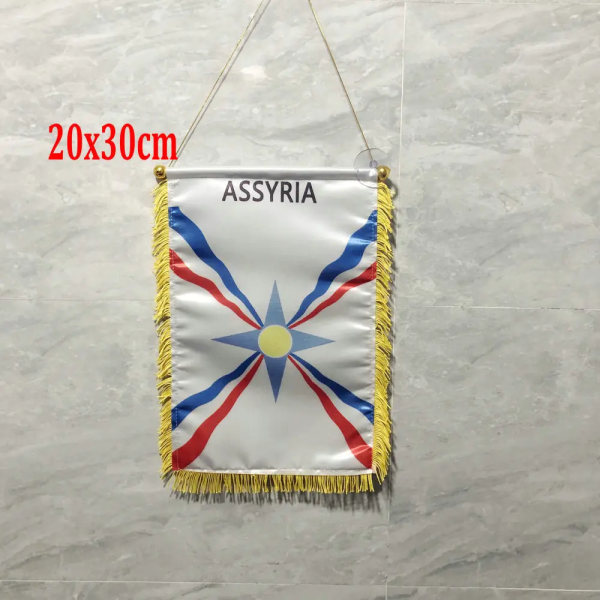 partihandel Assyrien flagga Assyriska imperiet mini hängande flaggor högkvalitativ polyester dubbelsidig printed heminredningsbanner 10x15cm 100 PCS