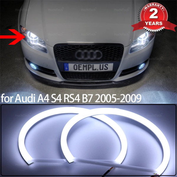2 års garanti Bomull 6000K Vit LED Angel Eye Halo Rings Light Kits för Audi A4 S4 RS4 B7 2005-2009 Biltillbehör 6000K Cold White
