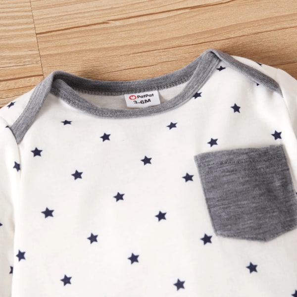 Baby Boy All Over Randig/Star Print Långärmad Jumpsuit DarkBlue 3-6Months