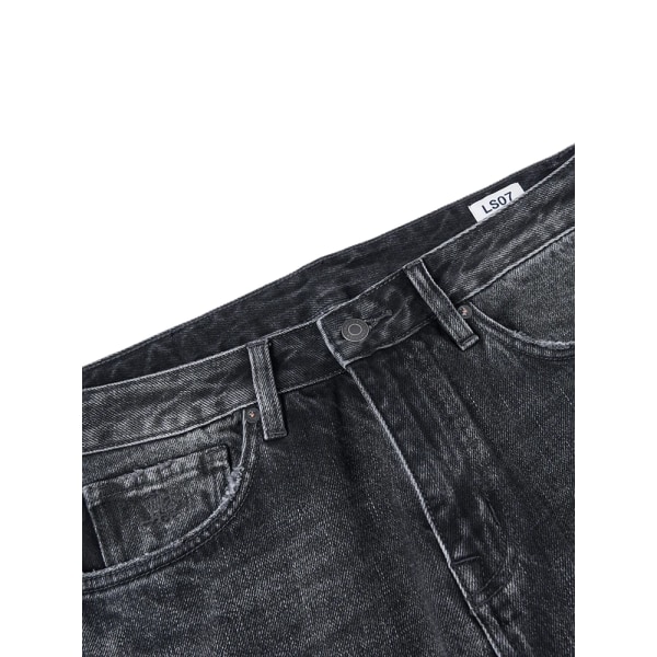 Hög standard 2023 Höst Vinter Nytt 15.02oz Tungvikt lösa raka jeans Herr Plus Size jeansbyxor Charcoal Black 30 REC 63-67.5KG