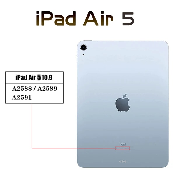 Case för Apple iPad Air 1 2 3 4 5 9,7 10,9 10,5 2013 2014 2019 2020 2022 2:e 3:e 4:e 5:e generationens mjukt silikonsvart skal iPad Air 5