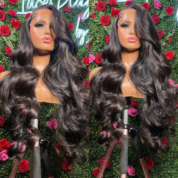 Body Wave människohår peruker 360 spets frontal peruk Brazilian Water Wave 13x4 Transparent spets front människohår peruker för svarta kvinnor 16inches 13x4 Lace Wig