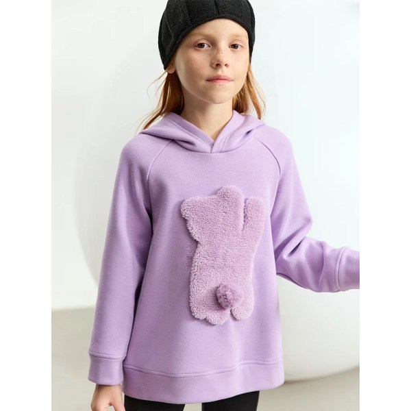 Barn Barnkläder Flickhuvtröjor Vinter 2023 Nya Casual Hoodies Loose Sweatshirts Fleece Warm Basics Topp 22324005 Purple 120cm