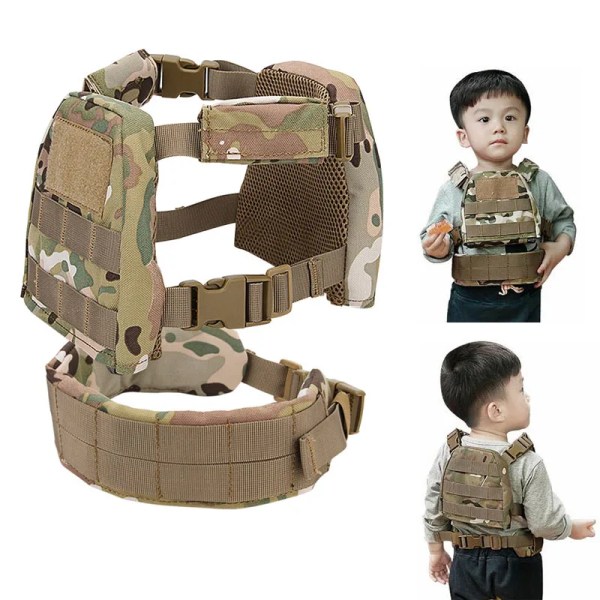 Barn taktisk väst Camouflage Airsoft Ammo Bröstrigg Militär Molle väst Combat för barn Jaktväst OD XS