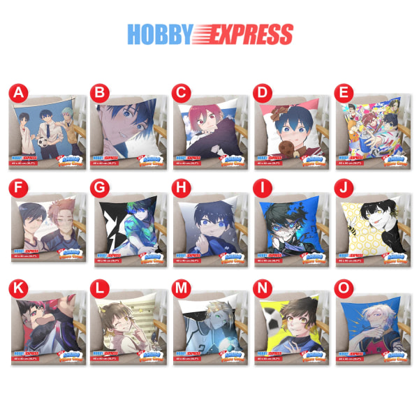 Hobby Express 40x40 cm case japansk anime Dakimakura cover Otaku Waifu blått lås Peach Skin C