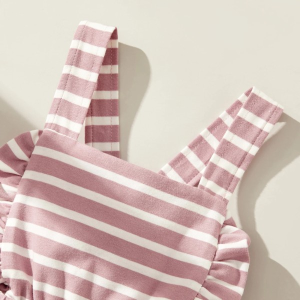 Stripe Print Volanger Decor Ärmlös Baby Jumpsuit Red 6-9Months