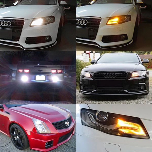 BMTxms Fordon Blinkers Lampa Canbus PH24WY SPH24 LED Bilbelysning Vit Bärnsten För Audi Cadillac GMC Lincoln Saab Bright Amber Yellow