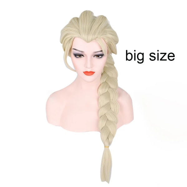 Elsa Cosplay Peruk Queen Princess Long Braid Värmebeständigt syntetiskt hår Vuxna kvinnor Halloween Party Anime Cosplay Peruker + WigCap Big Size One Size