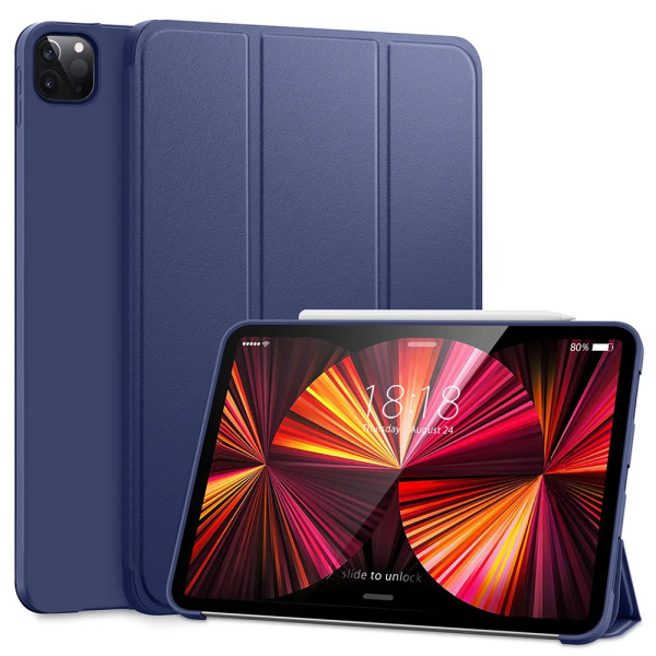 Case för Apple iPad Pro 9.7 10.5 11 2017 2018 2020 2021 2022 2:e 3:e 4:e 5:e generationens Trifold Magnetic Flip Smart Cover iPad Pro 11 2022 Blue Soft Case