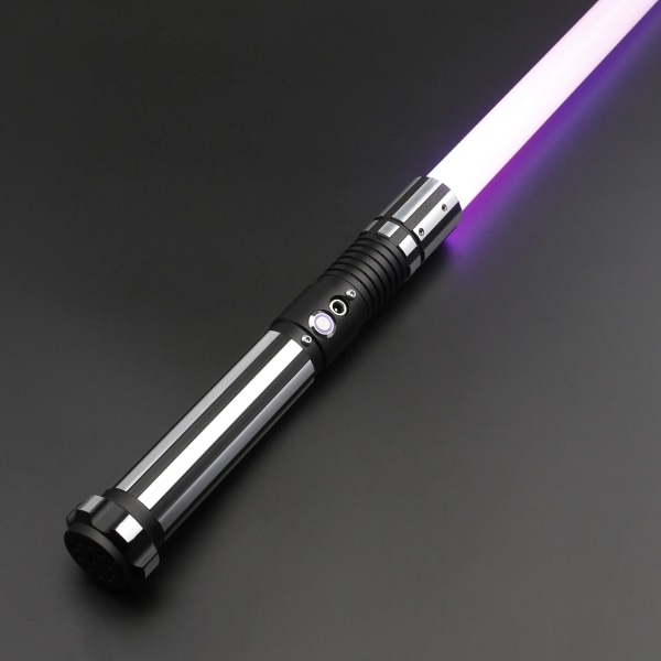 Lightsaber Neo Pixel RGB Smooth Swing Heavy Duellering Metal Hilt Led Strip Blade Blaster Cosplay Jedi Laser Sword Toys E08 GRAY SN V4 with SDcard