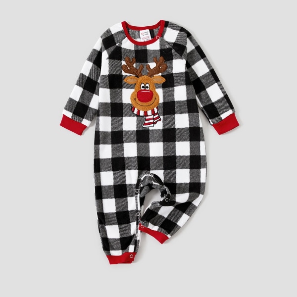 Jul Familj Matchande Ren Patch Pläd Långärmad Fleece Pyjamas Set (Flambeständig) Colorblock Kids2Years