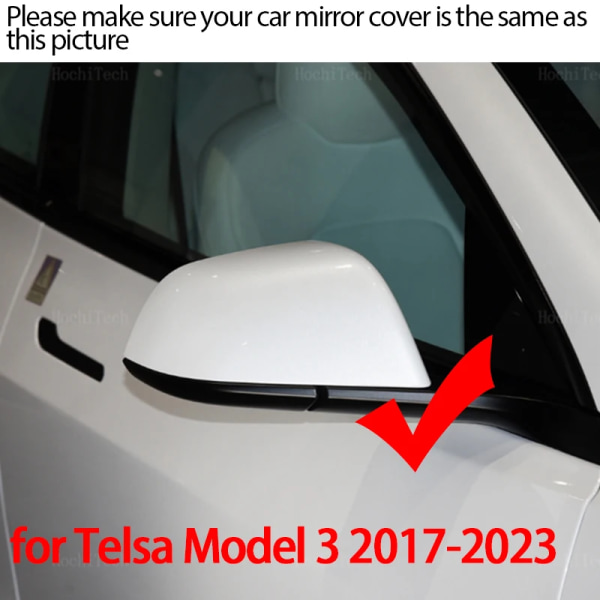 Carbon Fiber Style Black Side Mirror Cover Caps för Tesla Model 3 Model3 M3 2017-2023 Gloss Black Caps Black 1 set