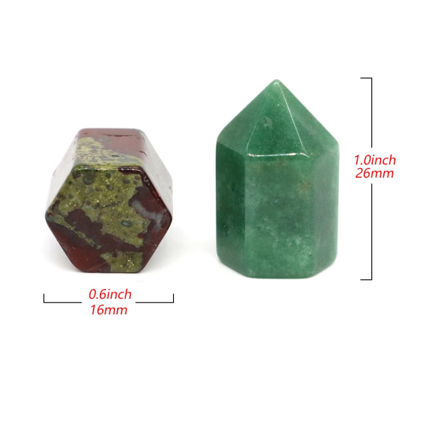 Natursten Kristallspets Hexagonal Tower Ametist Reiki Healing Energy Ädelsten, Meditation, Mineral Hantverk Heminredning Green Spot Jade 20 pcs