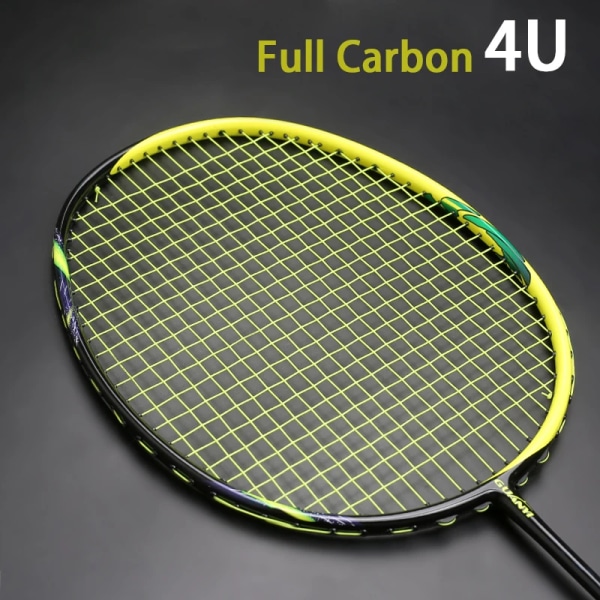 F7 helkolfibersträngad badmintonracket Ultralätt 4U 82g professionell offensiv typ racket med påsar Speed ​​Padal green